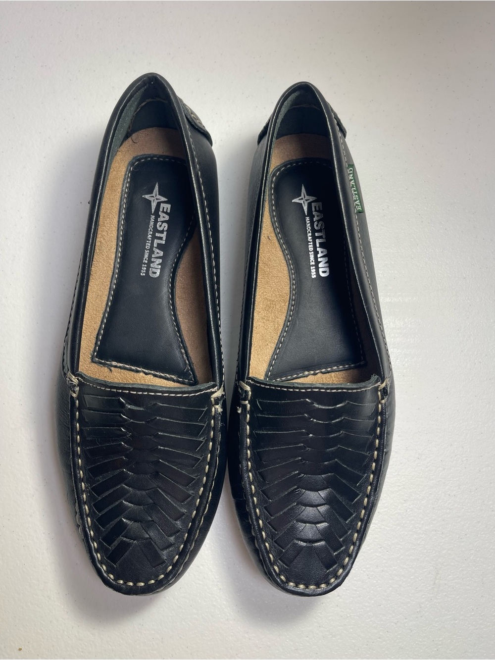 Eastland Black Woven Leather Slip-On Loafers